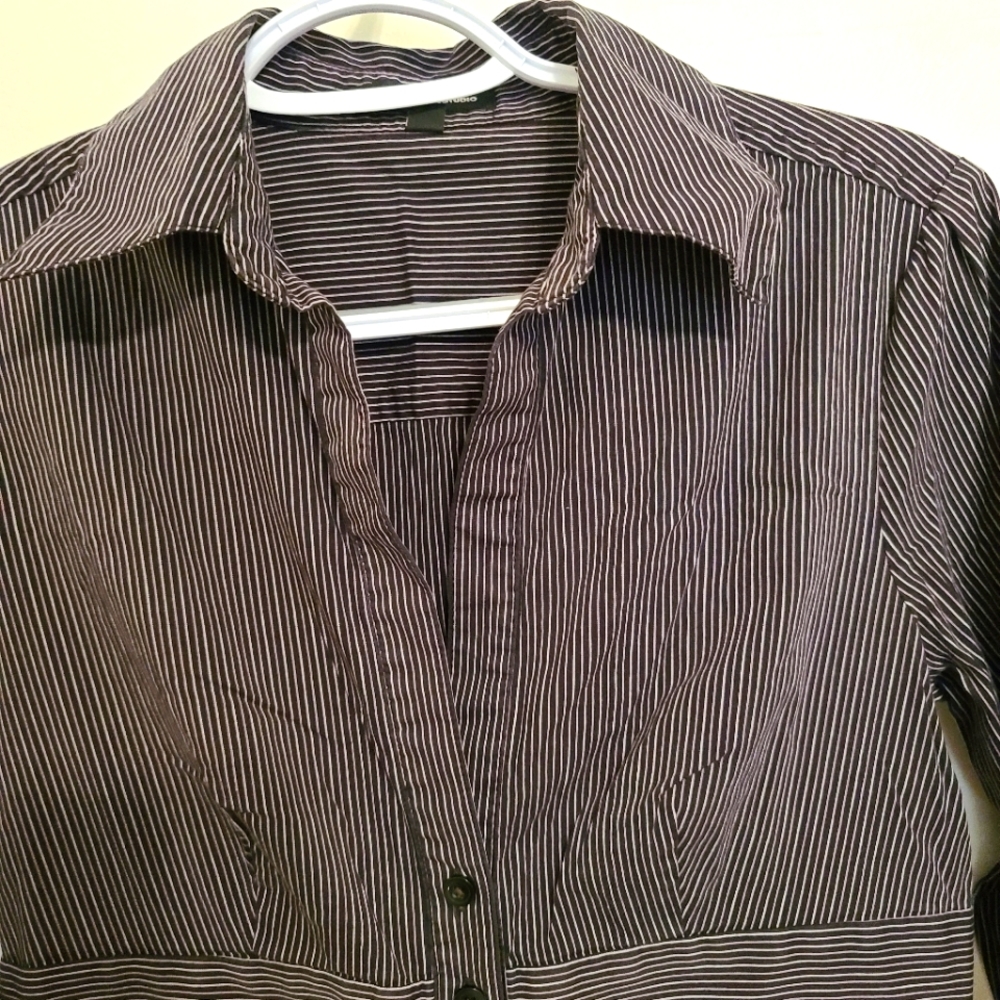 Express Design Studio Button Down Pin Stripe Dres - image 3